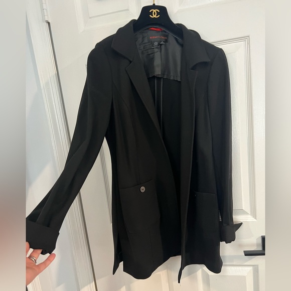 Nina McLemore PONTE KNIT CAR COAT Open Front Long Blazer Jacket Size 10 Black - Picture 13 of 16